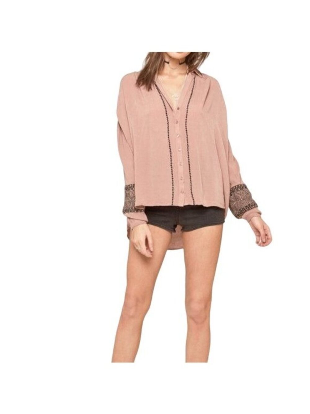 NWT Amuse Society Beach Vida Bling Jetset Woven Button Down Blouse Small - Picture 5 of 5